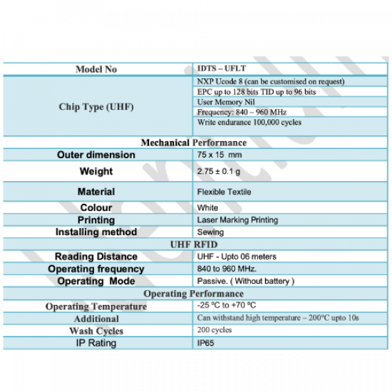 RFID FABRIC Laundry Tag - UFLT-7515